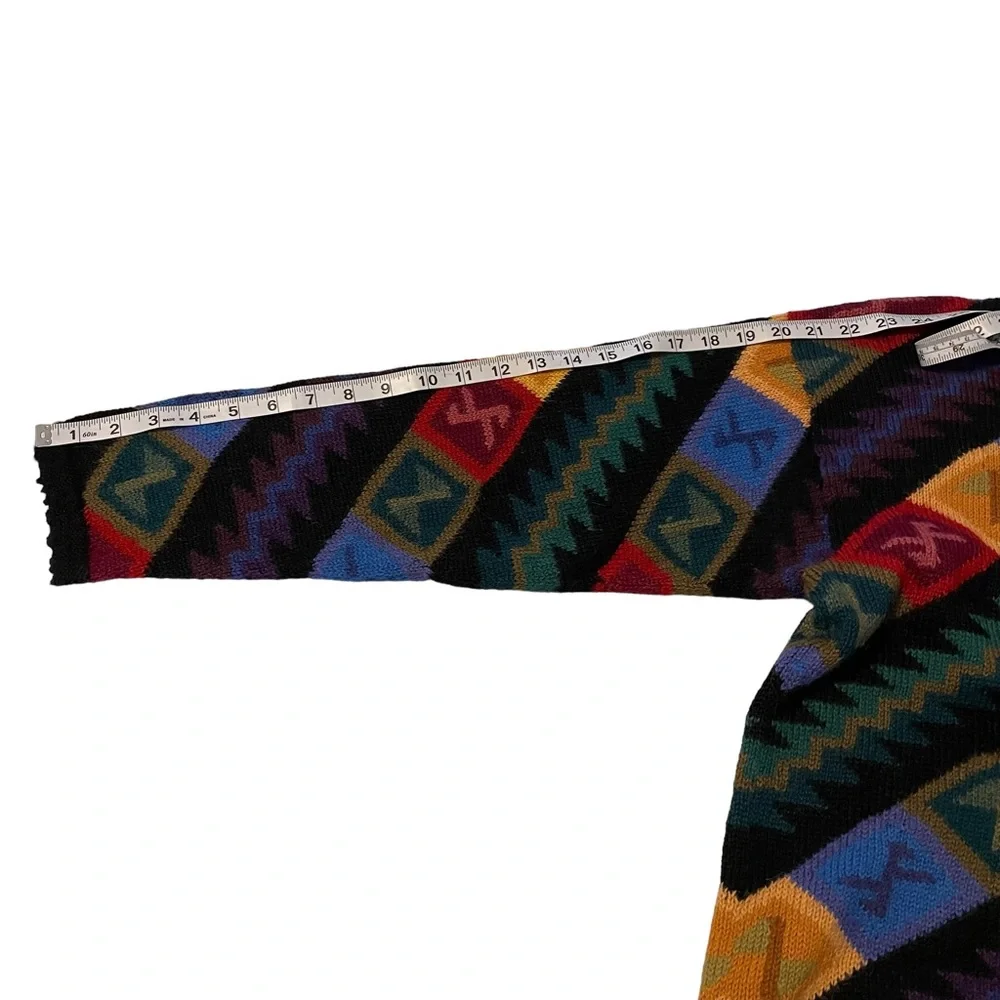 La Vicunita 100% Baby Alpaca Sweater Geometric Colorful Medium